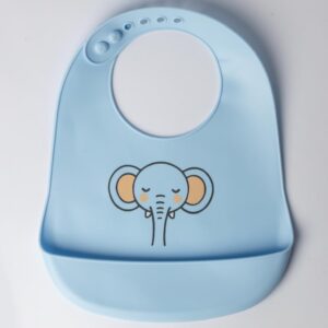 YUMMY Bavoir  en Silicone avec Poche 9M+ - bleu ciel