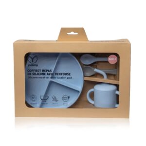 YUMMY Coffret Repas Silicone 6M+ - Bleu Ciel
