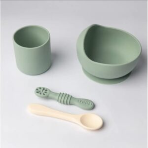 YUMMY Coffret Repas Silicone 4M+ - Vert Pastel