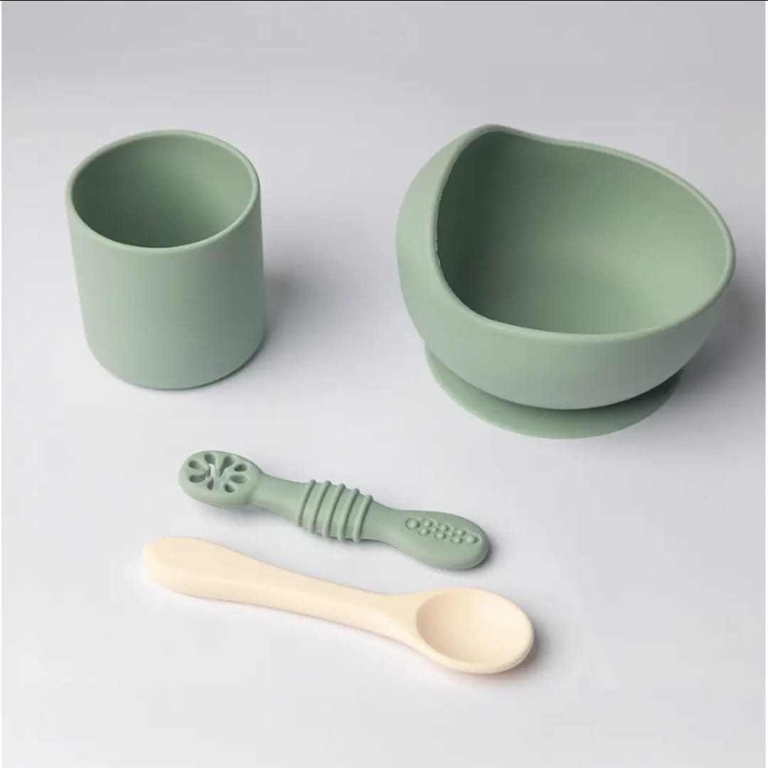 YUMMY Coffret Repas Silicone 4M+ - Vert Pastel