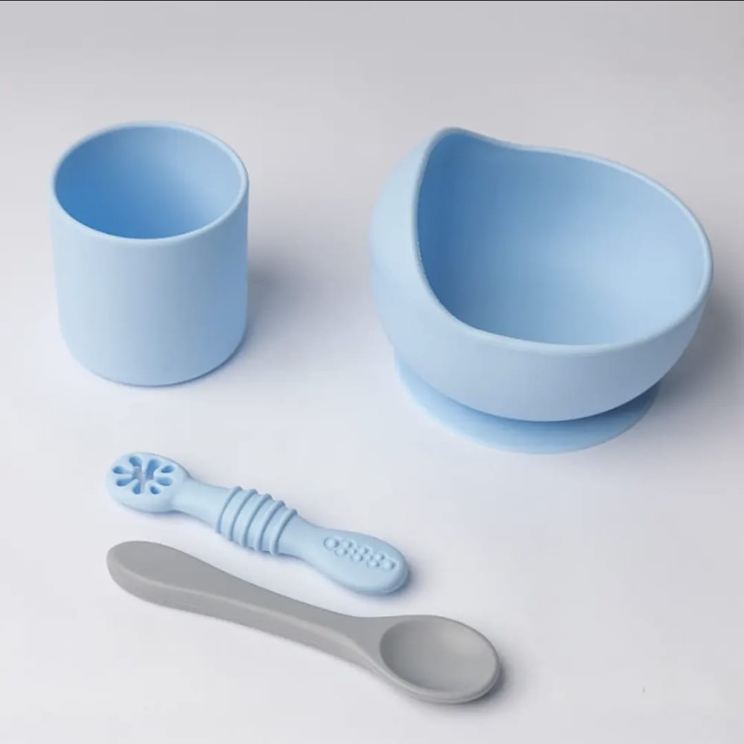 YUMMY Coffret Repas Silicone 4M+ - Bleu Ciel